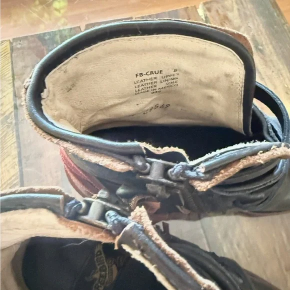 FREEBIRD by Steven Crue Women’s Black Distressed Leather Ankle Bootie Boots 8 - Picture 6 of 10